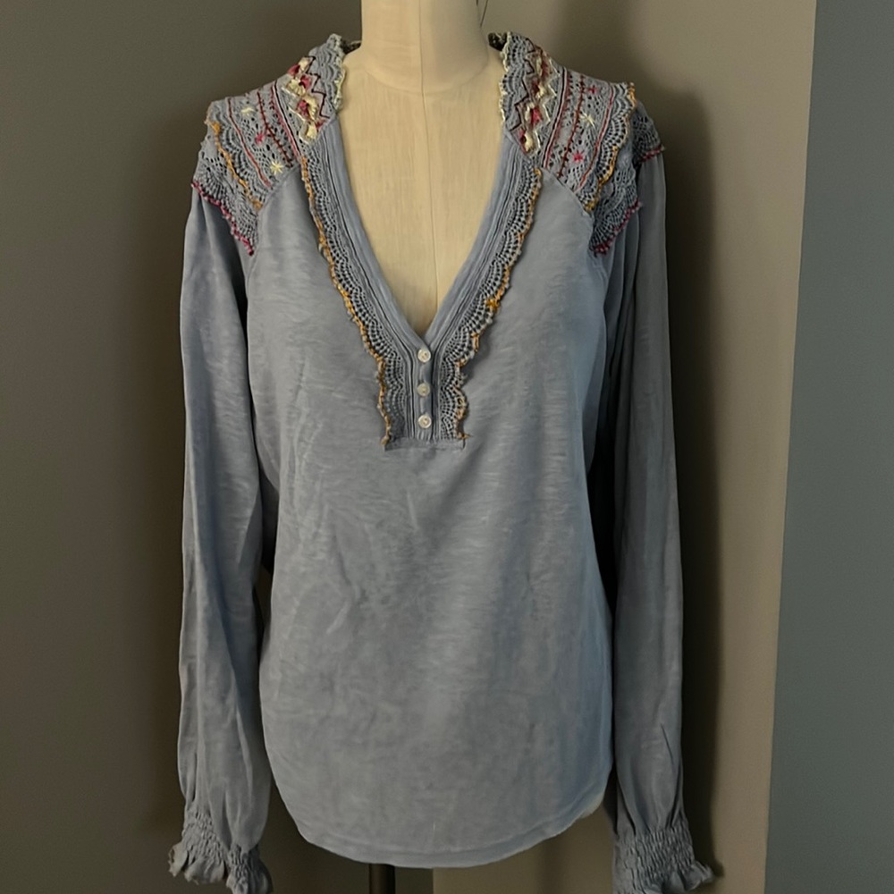 Free People long-sleeved blouse. Periwinkle blue.